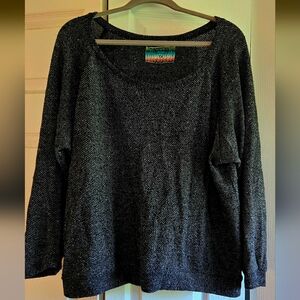 Nation LTD Womens Plus Knit Sweater 1X Mottled Charcoal Black